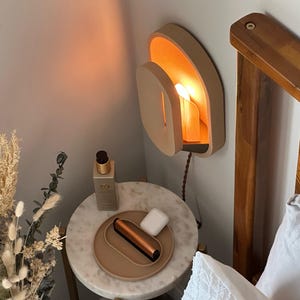 Wall Sconce Set of Two Plug in Mid Century Modern Lamps, Bedside Lights, Dimmable Nightstand Lamp, Ambient Mood Lighting, Housewarming Gift