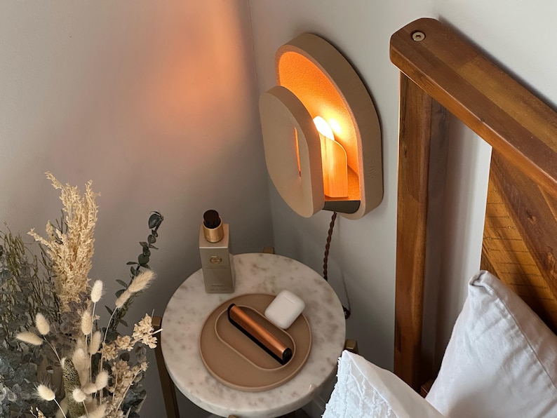 Wall Sconce Set of Two Plug in Mid Century Modern Lamps, Bedside Lights, Dimmable Nightstand Lamp, Ambient Mood Lighting, Housewarming Gift