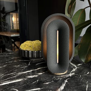 Stylish black mid century modern table lamp / bedside lamp
