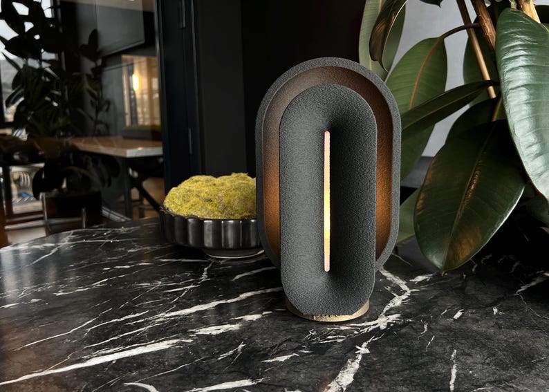 Stylish black mid century modern table lamp / bedside lamp