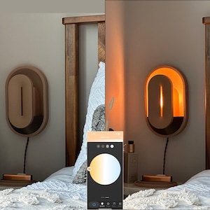 Wall Sconce Set of Two Plug in Mid Century Modern Lamps, Bedside Lights, Dimmable Nightstand Lamp, Ambient Mood Lighting, Housewarming Gift
