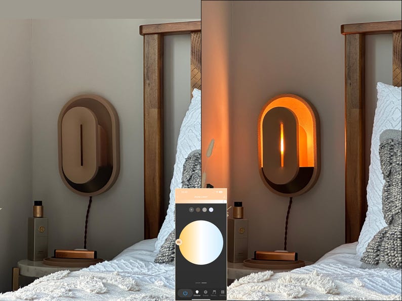 Wall Sconce Set of Two Plug in Mid Century Modern Lamps, Bedside Lights, Dimmable Nightstand Lamp, Ambient Mood Lighting, Housewarming Gift