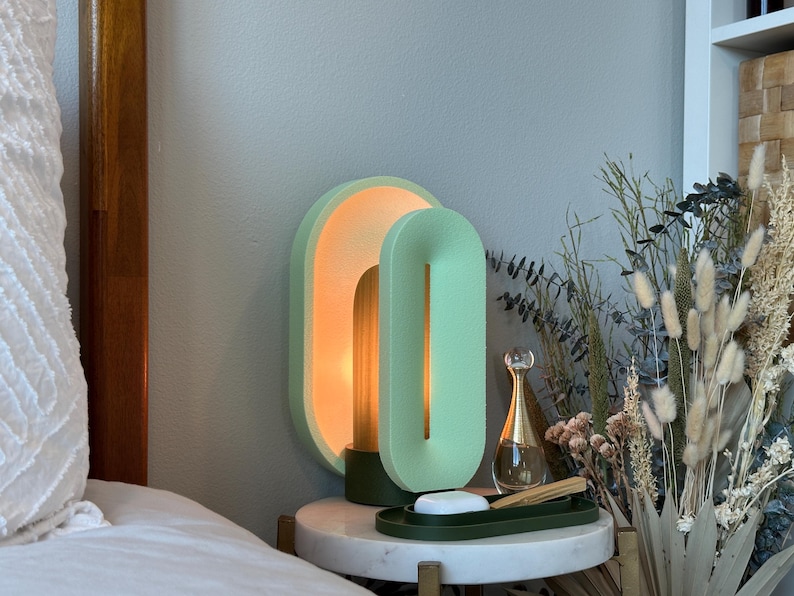 Matcha Green Mid-Century Modern Table Lamp: Dimmable Bedside Mood Lighting image 2
