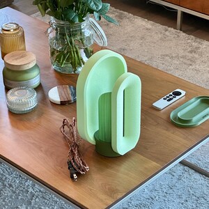 Lime Green Mid-Century Modern Table Lamp, Dimmable Ambient Lighting, Minimalist Bedside Lamp, Desk Lamp for the Home or Office.