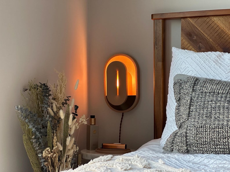 Wall Sconce Set of Two Plug in Mid Century Modern Lamps, Bedside Lights, Dimmable Nightstand Lamp, Ambient Mood Lighting, Housewarming Gift