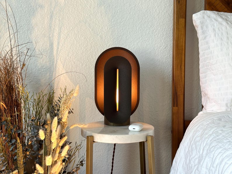 Mid Century Modern Bedside Lamp with a dimmable light and smart LED APP control.