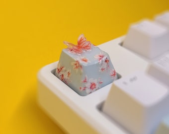 Butterfly Flower Keycap, Mechanical Keyboard, ESC Keycap, Handmade Resin Keycap, Profile: OEM, Cherry mx, XDA