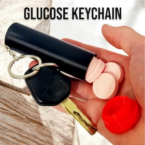 Customizable Glucose Tablet Container Keychain - Diabetic Travel Holder