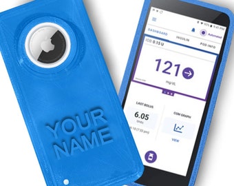 Omnipod 5-hoes met AirTag-houder - flexibele PDM-hoes - aanpasbare kleuren en tekst