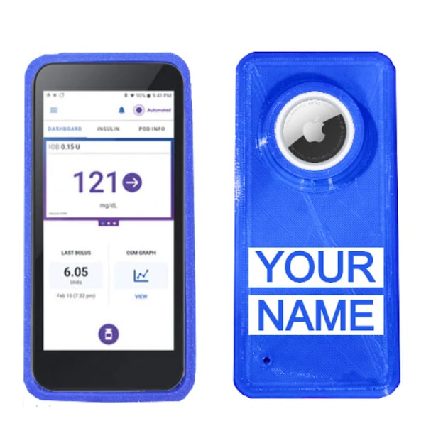 Étui flexible pour PDM pour Omnipod 5 avec support pour AirTag - Couleurs et texte personnalisables