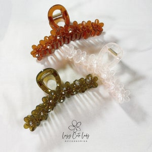 Large Floral Hair Claw Clip: Ice-Inspired Flower Accessory (5 Inch)