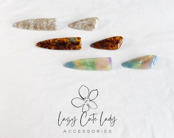 Fermagli per capelli a scatto affusolati in acetato ecologico – Fermagli classici e moderni in diverse misure e colori – Fermagli per capelli carini – Idea regalo