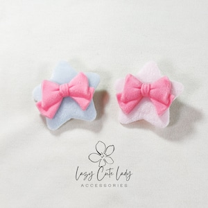 Barrette en peluche étoile avec noeud en velours 3D - Accessoire cheveux - Jolies barrettes à cheveux pour fille