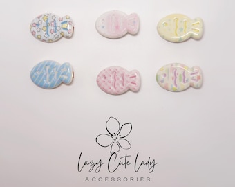 Pastel Fish Hair Clips – Cute Opaque Resin Fish Barrettes | Macaron Color Hair Accessories for Everyday, School & Kawaii Styling