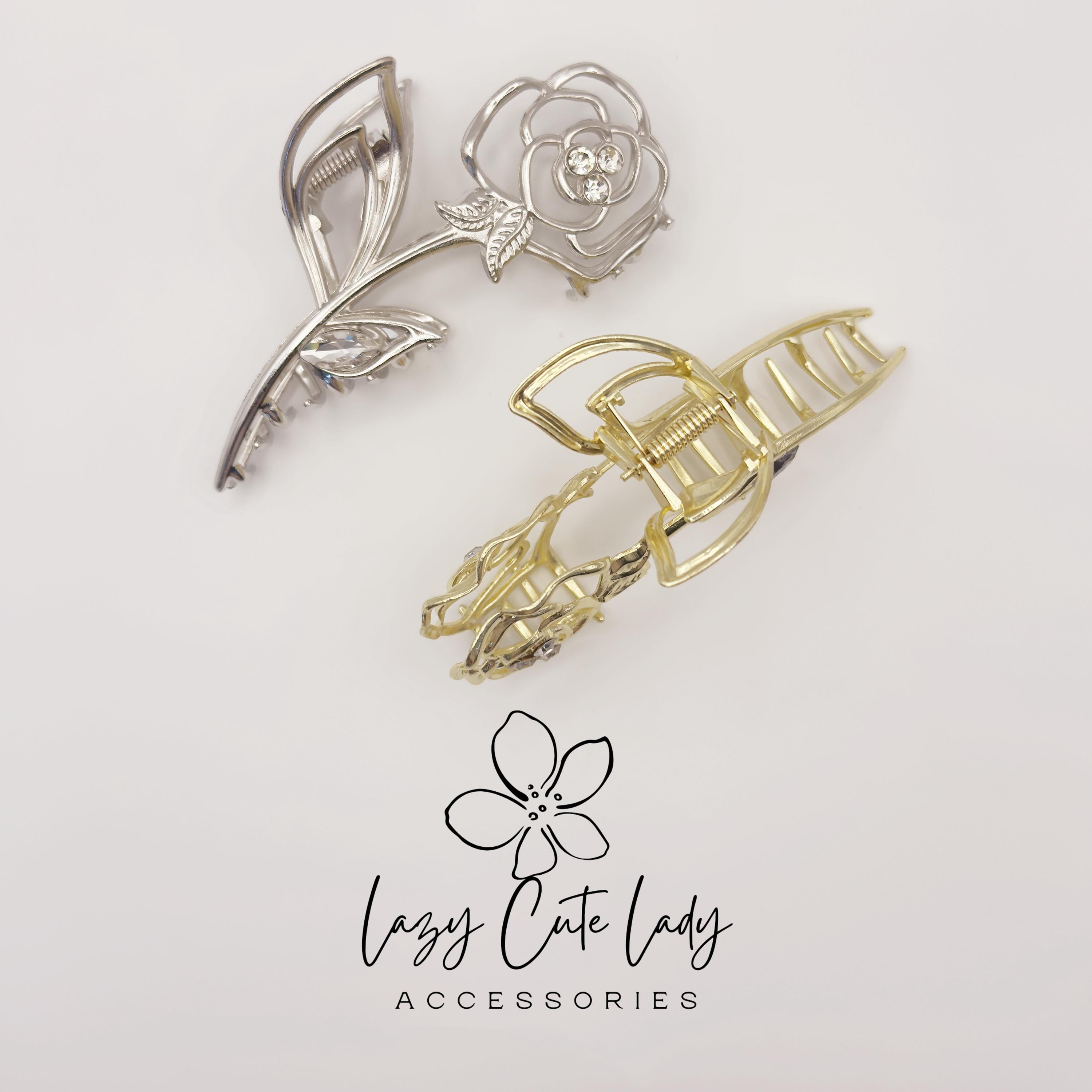 Beautiful Rose Metal Claw Clip New Rhinestone & Metal Rose Hair Claw Clip - Crystal Hairpin  main image 3