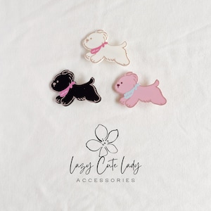 Cute Puppy Dog Hair Clips – Cartoon Dog Barrettes in Pink, Black & White for Girls and Women-Gift