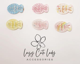 Pastel Fish Hair Clips – Cute Resin Fish Barrettes | Bubble Jelly Style Hair Accessories for Everyday, School & Kawaii Outfits