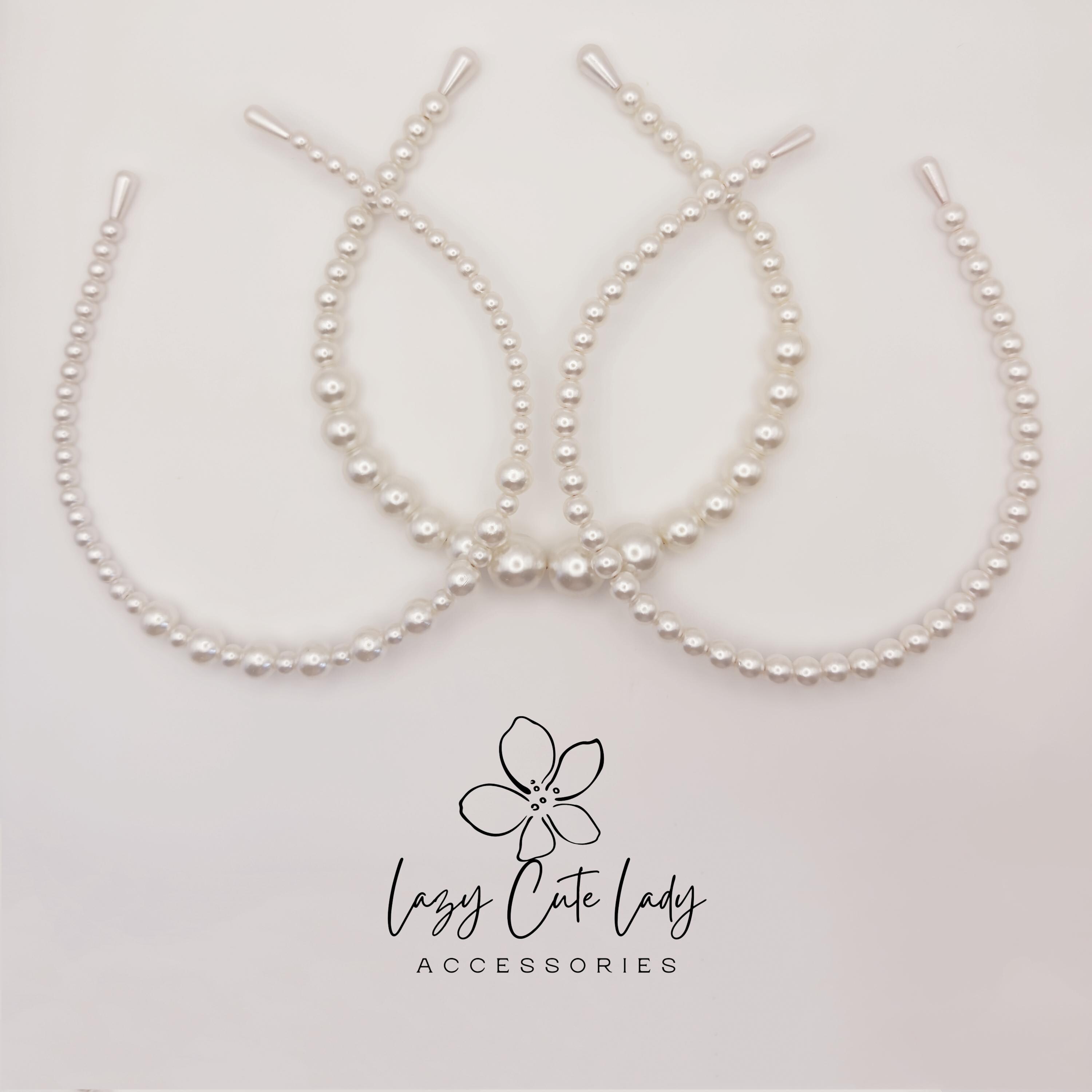 Elegant Pearl Headband Set: Wedding, Party, Everyday Wear - Etsy display picture 2
