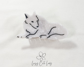 White Wolf Hair Claw: Eco-Friendly Acetate Medium Clip