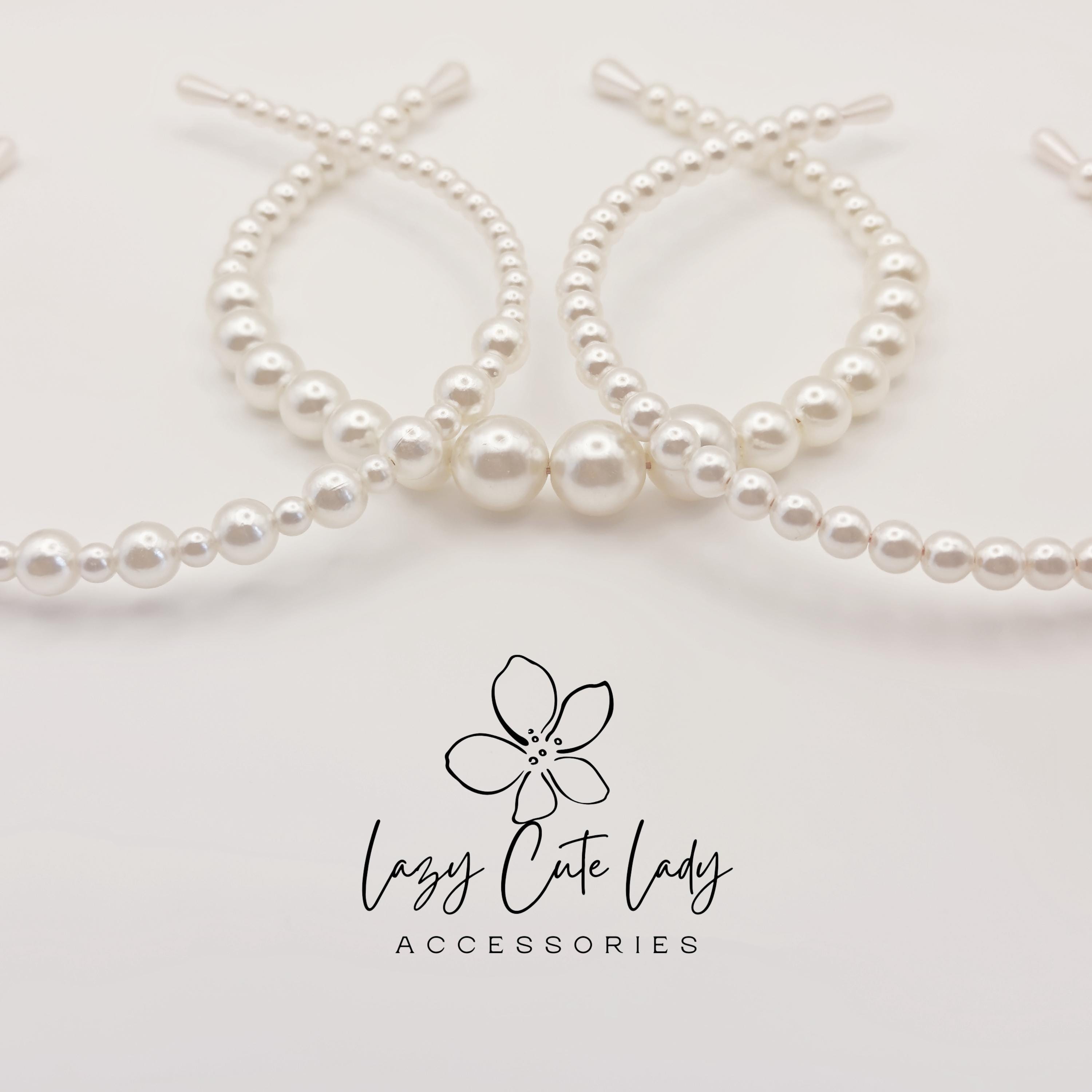 Luxe Faux Pearl Minimalist Headband Set Pearl Luxe | Headband with Pearls & Crystals main image 2