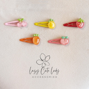 Fruit Hair Clips – Cute Snap Barrettes for Kids (Set of 5 Fruits)