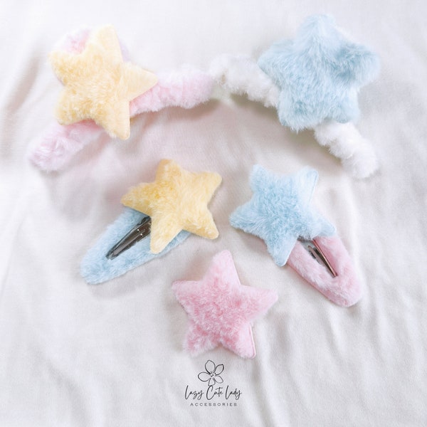 Plush Star Hair Accessories Series - Hair clips- Hair Claw - Star clips - for girl for women - gift