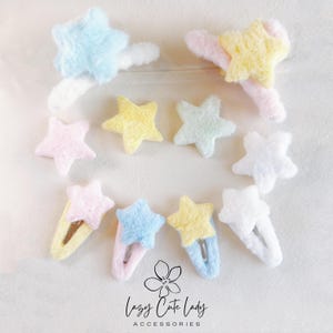 Série d'accessoires pour cheveux en peluche étoiles - Pinces à cheveux - Griffe à cheveux - Pinces étoiles - pour fille pour femme - cadeau - jolies pinces à cheveux