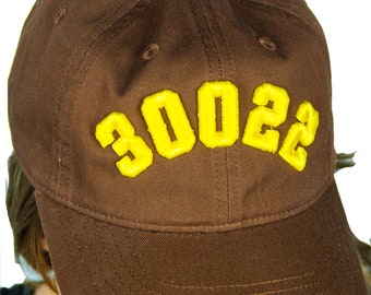 CUSTOMIZED - Brown - 3D Puff - Area Code Hat - Zip Code Hat  - Unstructured