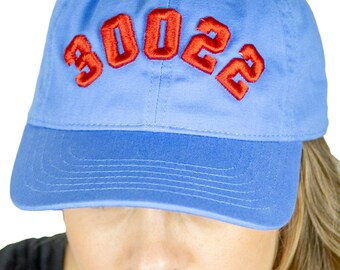 CUSTOMIZED - Lite Blue - 3D Puff - Area Code Hat - Zip Code Hat  - Unstructured