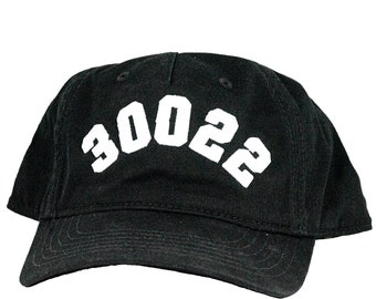 CUSTOMIZED - Black - 3D Puff - Area Code Hat - Zip Code Hat  - Unstructured