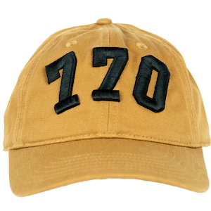 Può includere: Un cappello da baseball marrone con il numero "720" ricamato in nero sul davanti.
