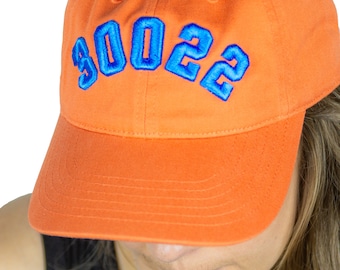 CUSTOMIZED - Orange - 3D Puff - Area Code Hat - Zip Code Hat  - Unstructured - Customizable