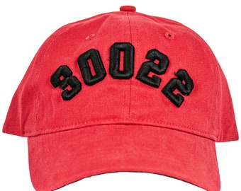 CUSTOMIZED - Red - 3D Puff - Area Code Hat - Zip Code Hat - CODE CAP - Unstructured