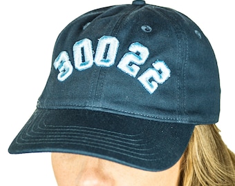 CUSTOMIZED - Navy - 3D Puff - Area Code Hat - Zip Code Hat  - Unstructured