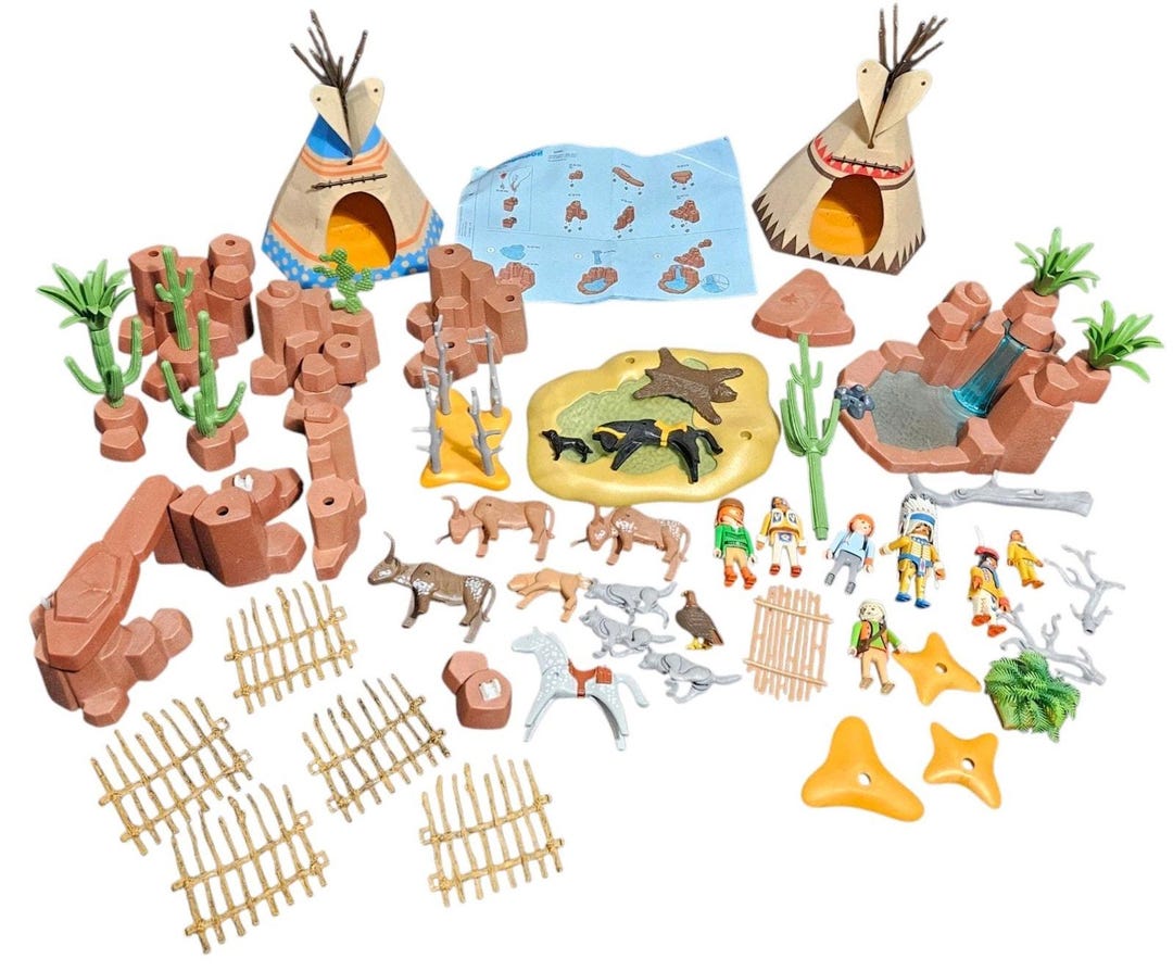 Playmobil 3870 Camp Thunder Set Vtg 90s Western Native American Germany