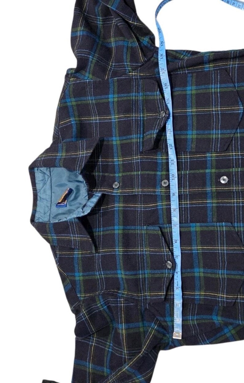 Vintage Pendleton Shirt Button-Up Virgin Wool Plaid Flannel Blue Green Mens 14.5 image 7