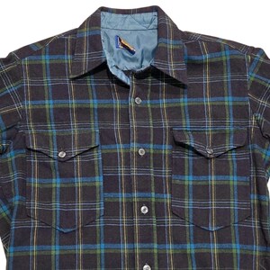 Vintage Pendleton Shirt Button-Up Virgin Wool Plaid Flannel Blue Green Mens 14.5 image 3
