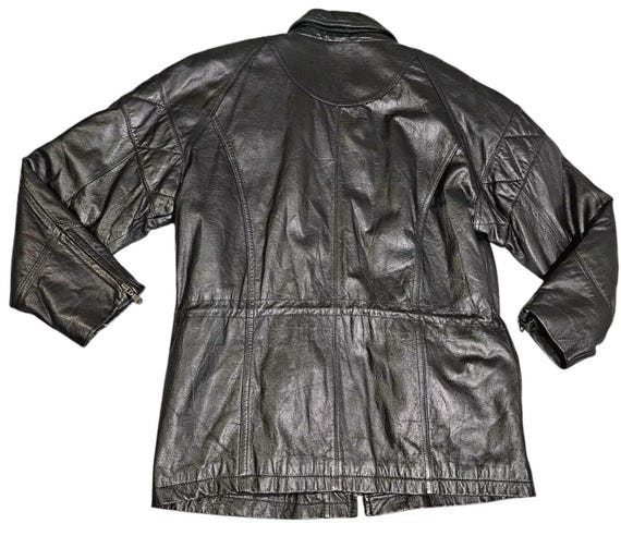 Vtg D'linea Black Leather Jacket Soft Full Zip Men Women Small