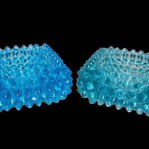 Vtg Fenton Hobnail Salt Cellar Lot/2 Square Ashtray Tea Light Holder Blue *READ*