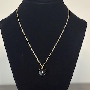 Black Onyx Heart Necklace | Layered Necklaces | Black Onyx Pendant | Dainty Necklaces  | Black Onyx Necklace | Gold Plated Necklaces