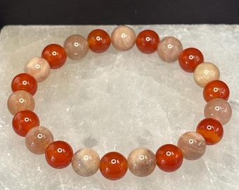 Motivation Bracelet | Gemstone Bracelets | Carnelian | Sunstone | Energy Bracelet | Crystal Bracelets | Stretch Bracelets | 8mm