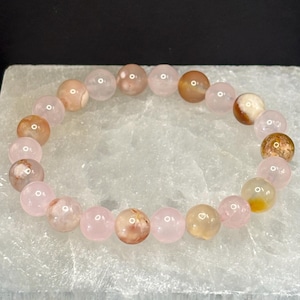 New Beginnings Bracelet | Crystal Bracelets | Feminine Energy Bracelets | Flower Agate | Rose Quartz | Gemstone Bracelets | 8mm