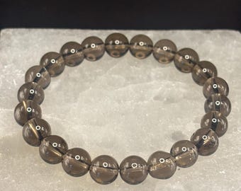 Bracelet quartz fumé | Bracelets en cristal | Bracelets de guérison | Quartz fumé | Bracelets extensibles | Cristal de quartz | Pierres précieuses | 8 mm