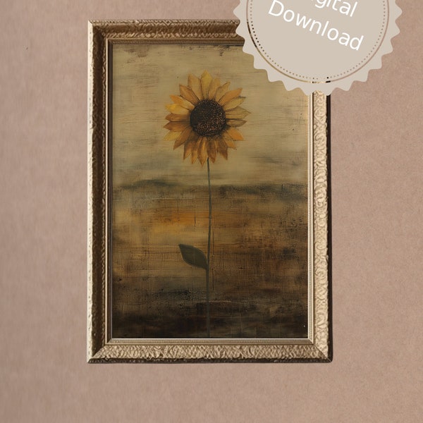 Vintage Sunflower Printable Wall Art - Downloadable Rustic Farmhouse Kitchen Decor - Fall Home Decor