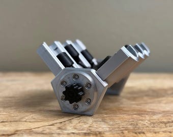 Kit de modelo de motor V6 imprimible en 3D: Piezas móviles, juguete STEM (archivo STL, guía en PDF)