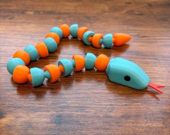 Serpiente articulada impresa en 3D / Juguete antiestrés modular y flexible (descarga STL)