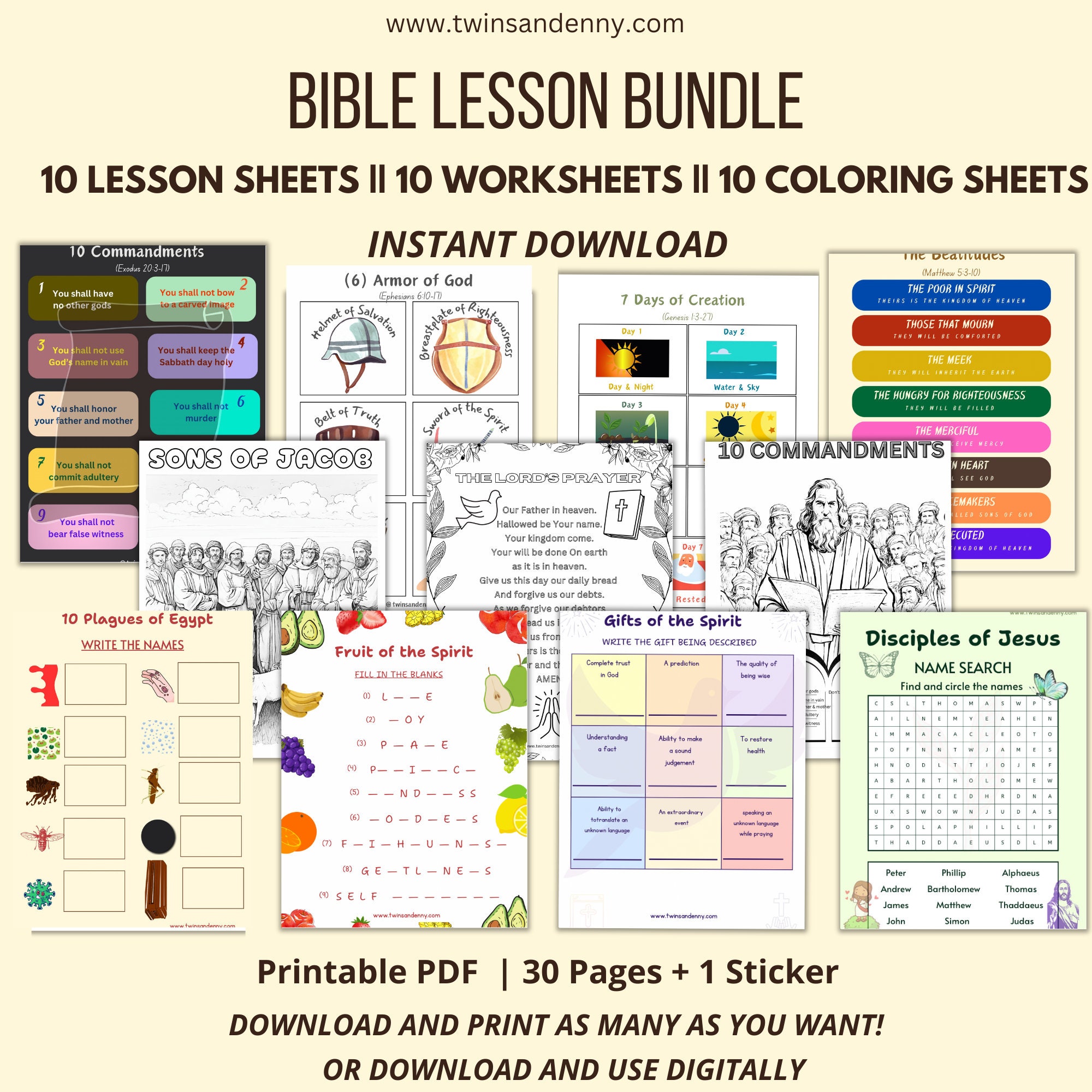 Bible Lessons & Activities Bundle for Kids