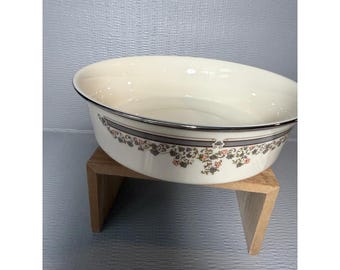 Lenox Lace Point Round Vegetable Bowl Platinum Trim Floral Fine China USA 9in
