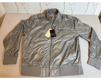Regal Wear Mens Bomber Jacket Silver Grey Metallic Zip Up 3XL NEW With tags