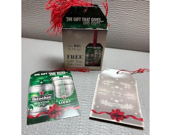 Vintage 2007 Heineken Beer 36 Holiday Gift Tags with Dispenser Box 2.75x4.5in